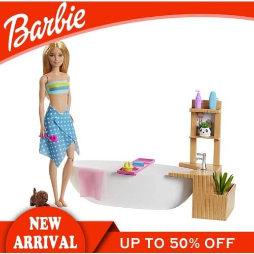 Barbie Brand Kid Toy Fizzy Bath Doll Playset Wash Accessories Family Playing Toys Children Birthday Gift GJN32 2020 Newest Toys
