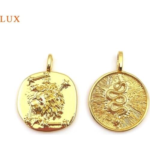 5pcs Lion Head Pendant for Women Necklace Coin Charm Lion King Medallion Snake Charm Pendant Dainty Gold Animal Pendant Jewelry