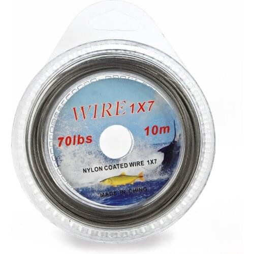 FISH KING 10M Nylon steel Wire Fishing Line Max Power 7 Strands Super Soft Wire Lines Cover With Plastic Waterproof 10LB-120LB