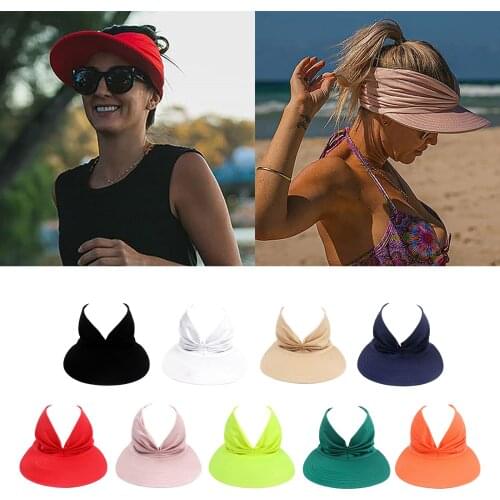 Hollow Top Summer Visor Outdoors Beach Sun Hats with Wide Brim for Women Girls, Anti-Ultraviolet, Daily Wear