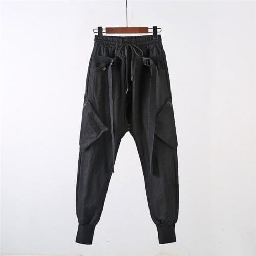 20ss Owen Seak Men Casual Harem Pants Gothic Men Cargo High Street weatpants Summer Women Calf-Length Pant Loose Black Pants