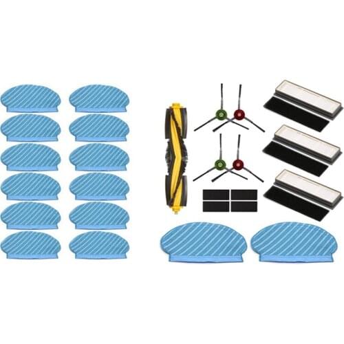 12Pcs Mop Cloth Pads Set for Ecovacs Deebot Ozmo 920 950 & 1set Roller Side Brush Filter Mop Cloth Kit