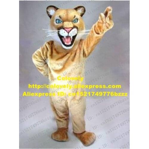 Fancy Brown Jaquar Cougar Mascot Costume Mascotte Panther Cat Leopard Female Lion With Big Mouth White Sharp Teeth Adult No.1617