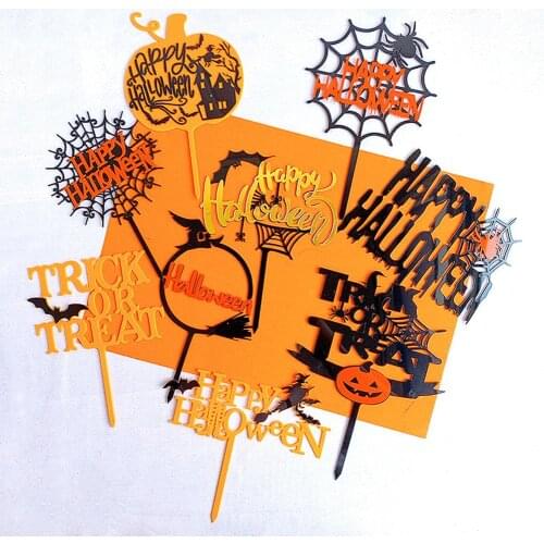 Multiple Happy Halloween Letters Acrylic Cake Topper Decor Easter Cupcake Dessert Topper Decoration Festive Party Supplies