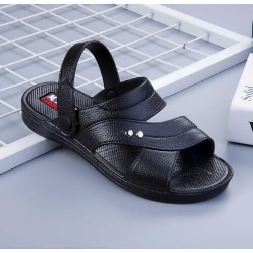 2021 Summer New Male Sandals Gladiator Slip-on Solid Colors Shallow Flat Shoes Fashionable Breathable Suitable for Outside Beach