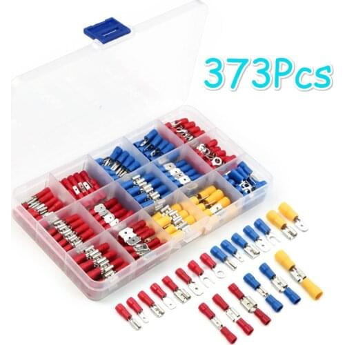 280/373Pcs Crimp Spade Terminal Assorted Electrical Wire Cable Connector Kit Crimp Spade Insulated Male Female Crimping Tools