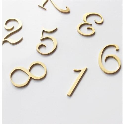 Solid Brass House Number 50mm Height for Office Modern Plaque Number Hotel Room Number Address Digits Sign