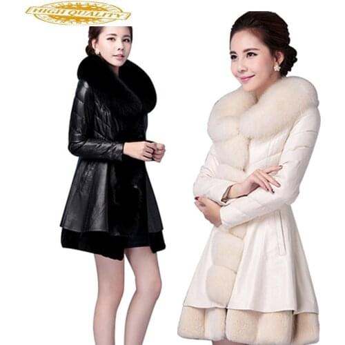 Autumn and Winter Coat Plus Size Womens Faux Leather Jacket Women Parka Faux Fox Fur Collar PU Jackets Campera KJ537