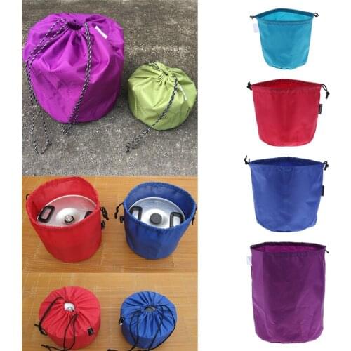 Random Color Camping Tableware Pot Storage Bag Drawstring Organize Picnic Bowl
