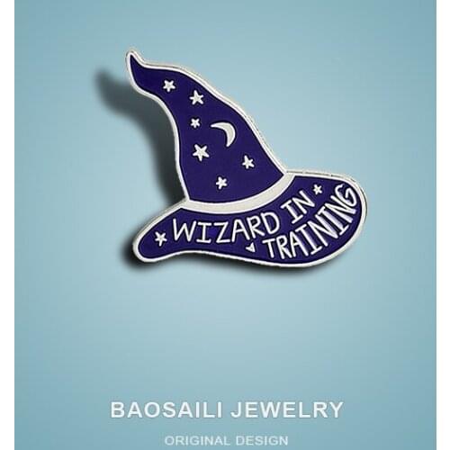 Personality Magic Hat Star Moon Enamel Pin Denim Children Gift Brooch Fashion Badge Clothes Accessories