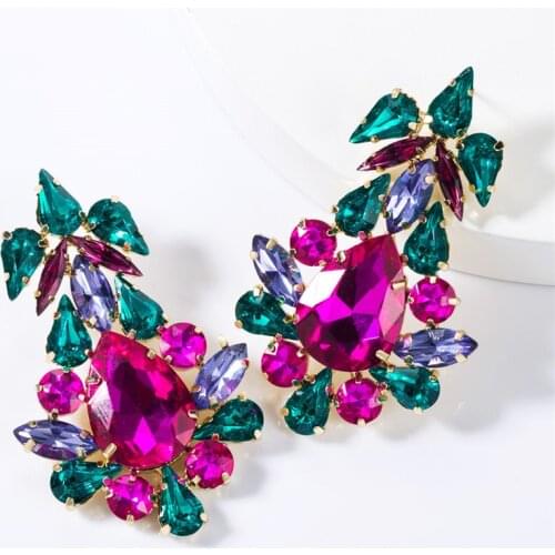 Earings Fashion Jewelry 2019 European Exaggerated Multi-layer Drop-shaped Glass Womens Fashion Pop Banquet Party Earrings