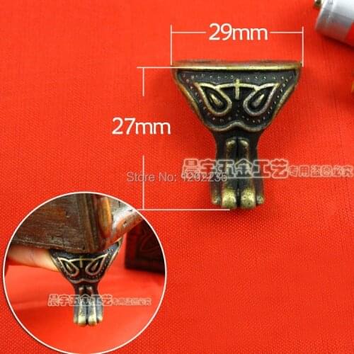 29*27mm Antique Brass Jewelry Gift Box Wood Case Decorative Foot Feet Leg Corner Protector for wooden cases gifts Furniture legs