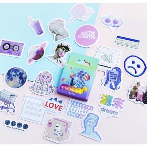 Steam Wave Series Sticky Stickers Color Paper Decoracion Scrapbooking Office School Supplies Sticker Flakes 46PCS