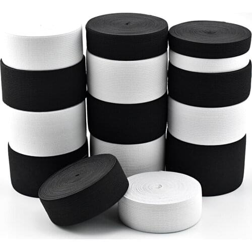 DIY Apparel Sewing Fabric Elastic Bands Thickened Black white rubber Flat elastic band Belt40M/lot