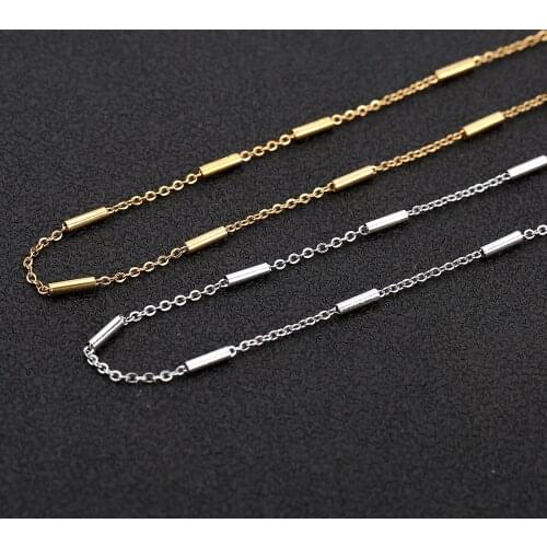2 Meters 316L Stainless Steel Gold Tone Cross Link Tube Bulk Chain for DIY Handmade Bracelet Necklace Jewelry Making Findings