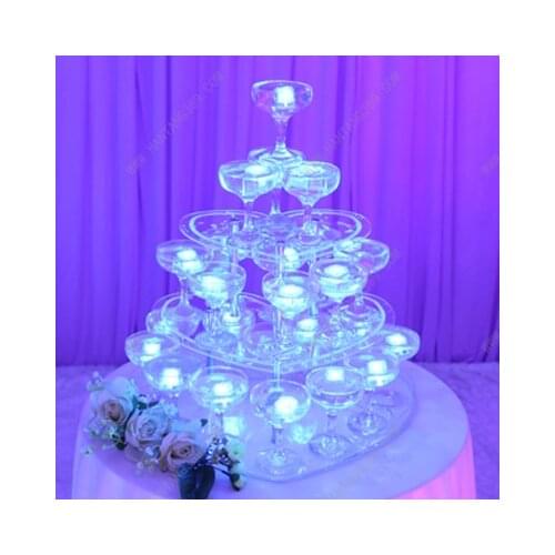 Party wine tower, three tiers heart-shaped champagne tower, festive party supplies, wedding decoration
