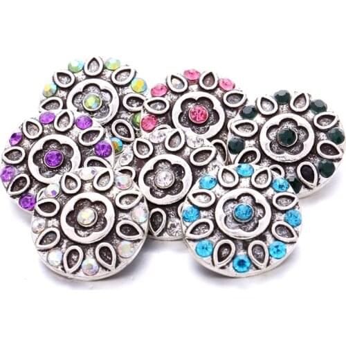Vintage Rhinestone 18mm Ginger Snap Button Jewelry Making DIY Snap Button Bracelet Necklace Jewelry for Women Gift