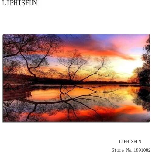 Sunset Scenery Diy Diamond Painting Diamond Embroidery Cross-stitch Square Drill Full Rhinestone