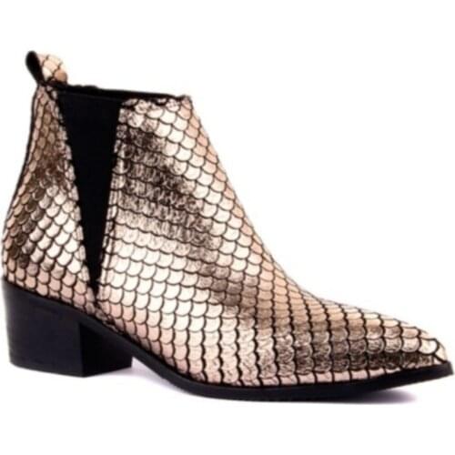 WOMEN POINTED TOE ARTIFICIAL LEATHER EDGE PARTIAL LASTİKLİ COWBOY STYLE SHORT HIGH-HEELED BOOTS