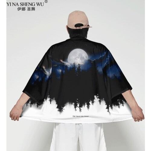 Women Men Japanese Kimono Cardigan Men Samurai Cosplay Costume Clothing Kimono Jacket Mens Forest kimono Shirt Streetwear Tops