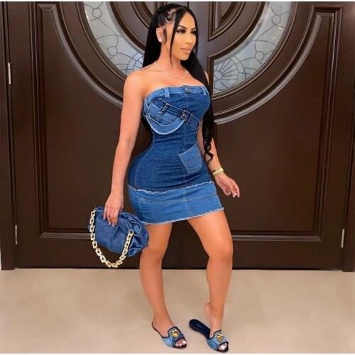 Wsevypo Women Sexy Strapless Dress Vintage Summer Off the Shoulder Ripped Short Bodycon Dress Party Streetwear Backless Sheath