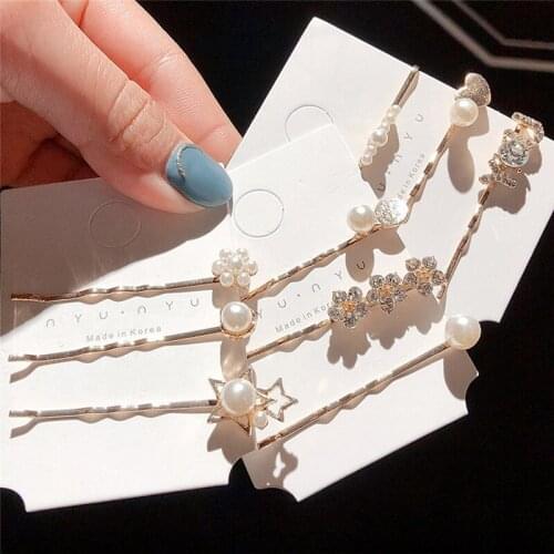 3/4PCS Pearl Metal Hairclips Women Hair Clip Girls Hairpins Barrette Hairgrip Hariband Bobby Pin Hair Accessories Styling Tool