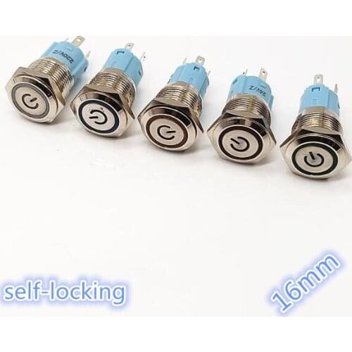 5 Pcs Angel Eye hot Car Auto Metal LED Power Push Button Switch Latching Type On-off 3 5 6 12 24v 48v 110 220v 16mm Waterproof