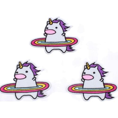5pcs/lot Iron On Funny Unicorn Patch Embroidered Cartoon Animal Sticker DIY Apparel Appliques Sew On Coats Jeans Bags Pant Badge