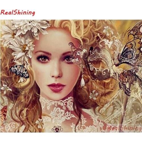 5D Diy Diamond Painting full Square Diamond Cross Stitch Diamond Embroidery Woman and mask picture for room Decor H2043
