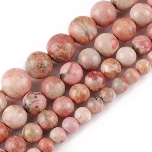 AAA Natural Rhodonite Gems Bead 6/8/10/12mm Round Loose Stone Beads for Jewelry Making DIY Handmade Bracelets Accessories 15