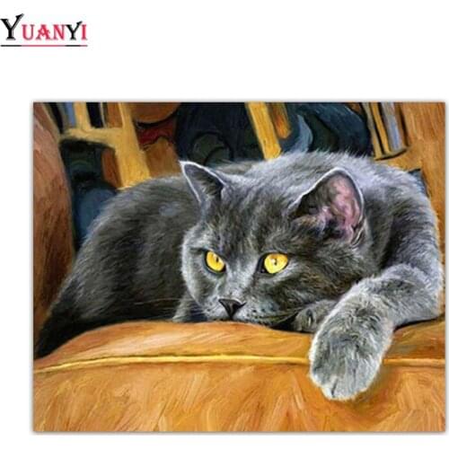 Diamond Mosaic Cat 5D Diamond Painting Kit Animal Full Square Diamond Embroidery Sale Rhinestone Picture Decor Home