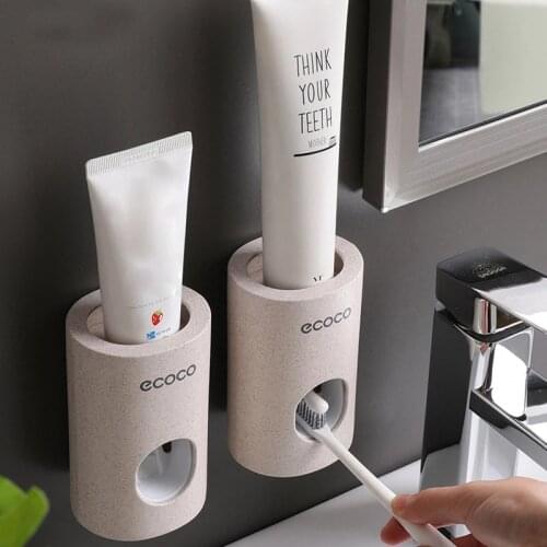 Automatic Toothpaste Dispenser Dust-proof Toothbrush Holder Wall Mount Stand Bathroom Accessories Set Toothpaste Squeezers Tooth
