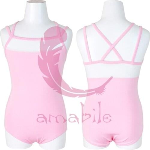 Ballet Dance Gymnastics mesh collar cross back strap children leotard CL0026