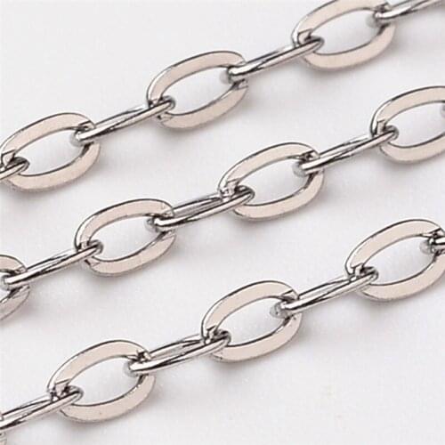 10m 304 Stainless Steel Cross Chains Decorative Chain for Jewelry Making DIY Bracelet Necklace Accessories Findings 3x1.6x0.4mm