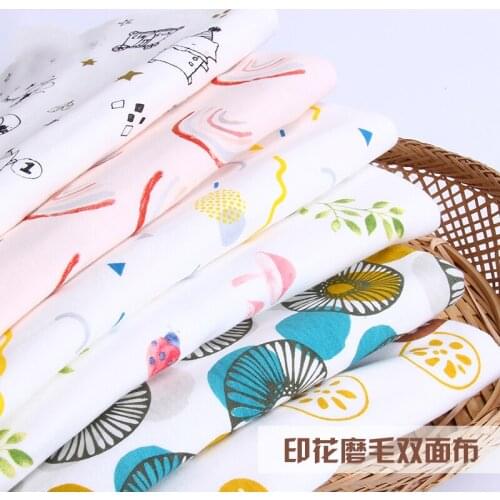 Printed Cartoon Baby Cotton Jersey Sanding Fabric 100% Cotton Knitted for DIY Sewing Product 50x 180cm Other Fabric SMTA