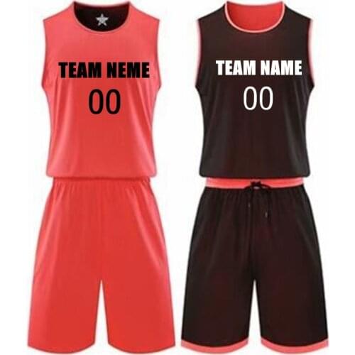 High quality Reversed Basketball Jersey Set Men Breathable Sports Suit Two Sides Training Basketball Clothes Team Uniform Custom