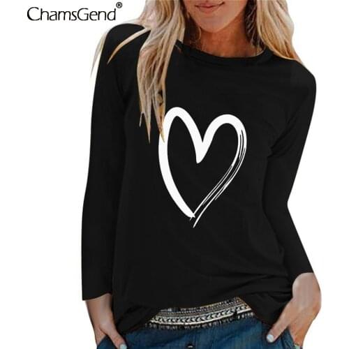 Chamsgend Winter Tshirt Womens Casual Print Shirts O-neck Long Sleeve Top Loose T-shirt 3xl Basic Clothing Camisas De Moda Mujer