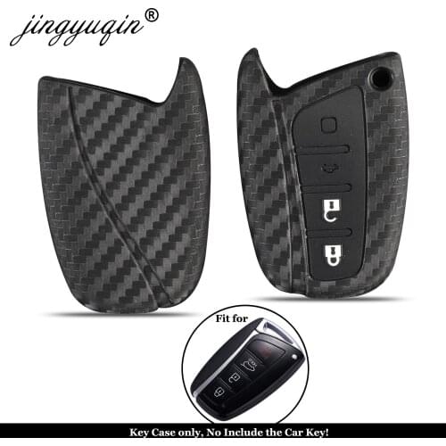 Jingyuqin 10pcs Auto Key Cover Protection For Hyundai Santa Fe IX35 Grand Car Styling 4 Buttons Carbon Silicone Remote Key Case