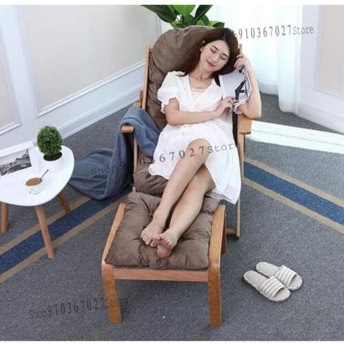 Solid Wood Recliner, Foldable Lunch Break, Balcony Lounge Chair For The Elderly, Home Reclining Chair, Lazy Sofa