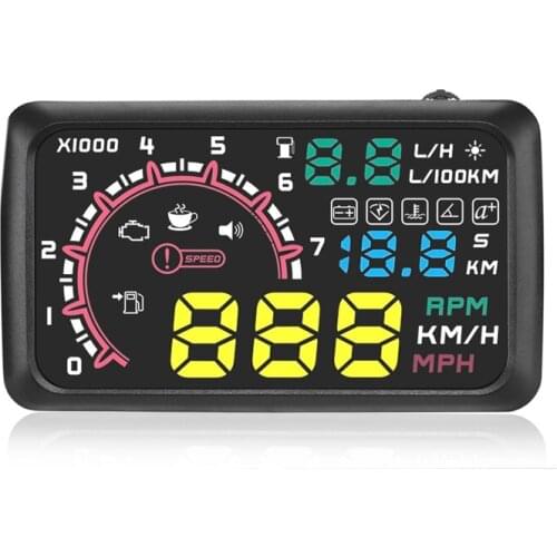 Multi-Function Car 5.5 Inch Hud Head Up Display Speeding Fuel Warning Windshield Projector System With Obd2