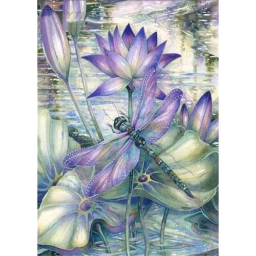 MYTIAN 5D DIY Diamond Painting "Lotus Dragonfly" Embroidery Cross Stitch Kits Mosaic Rhinestone Home Decor Needlework Wall Art
