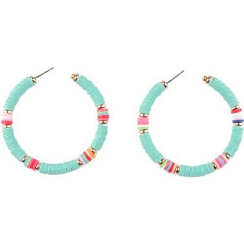 Pop Chic Women Jewelry Polymer Flat Pieces C Hoop Earrings for Women Boho Beads C Hoop Earrings