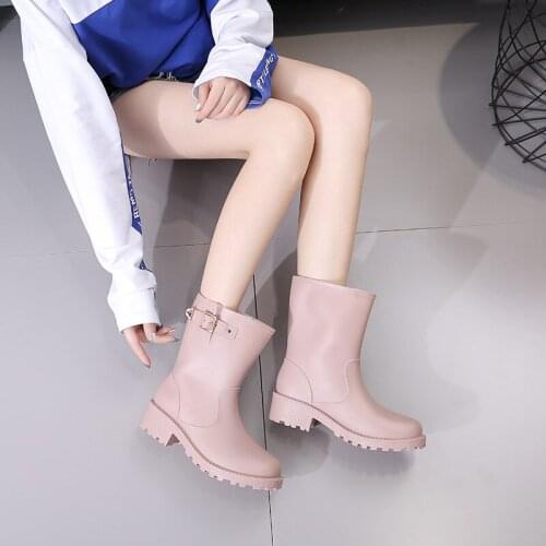 Girls Rubber Snow Rain Boots Waterproof Women Buckle Rain Boot Soft Rainy Shoes Big Size 36-40 Non-slip Rainboots Water Shoes