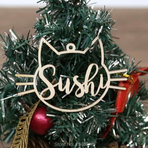 Custom wooden Cat Ornament different name,Christmas decor,personalized name place card,First Christmas Kitty Ornament