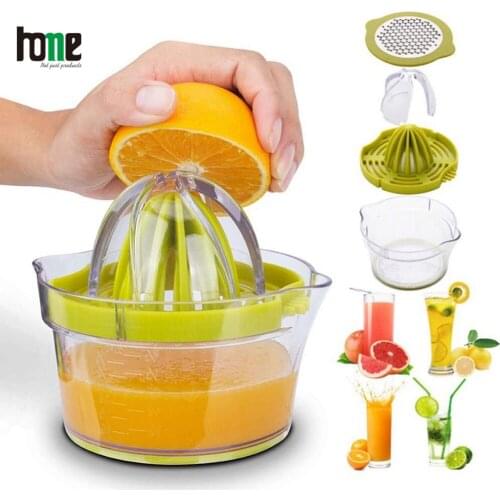 Manual Squeezer Lemon Orange Juicer with Built-in Measuring Cup Grater Hand Multifunction Reamer Extractor Kitchen Accessories