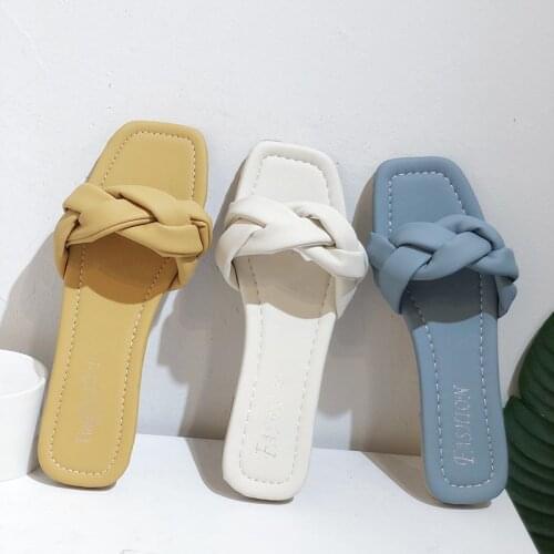 Fashion Cross Women Slippers 2021 Indoor All-match House Woman Plat Shoes Free Shipping Slides for Women Slides Female Summer