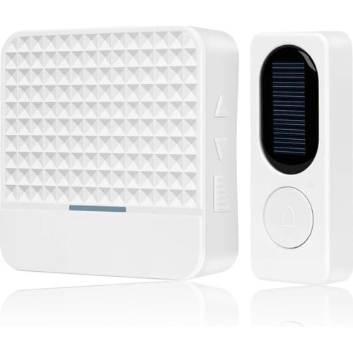 Solar powered Waterproof Wireless DoorBell EU US UK plug Smart Door Bell chime 1 button 1 Receiver LED light