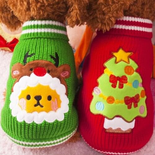Pet Cat Dog Sweater Winter Dog Clothes Christmas Dog Coat Knit Apparel Xmas Pet Clothing Outfit Puppy Poodle Bichon Dog Costume