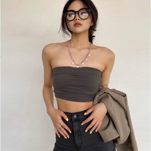 DIRTYLILY Off Shoulder Crop Tops For Women Fashion Sleeveless Backless Club Party Sexy Wrap Mini Top Cropped Solid Streetwear