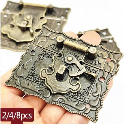 Antique Brass Wooden Case hasp Vintage Decorative Jewelry Gift Box Suitcase Hasp Furniture Clasp Lock